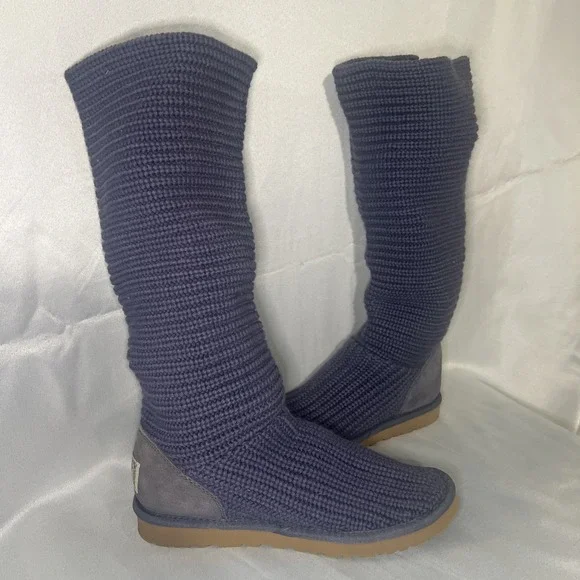 UGG Australia Boots Classic Cardy Knit Tall Boot Womens 8 Sweater Cottage Core - Picture 6 of 13